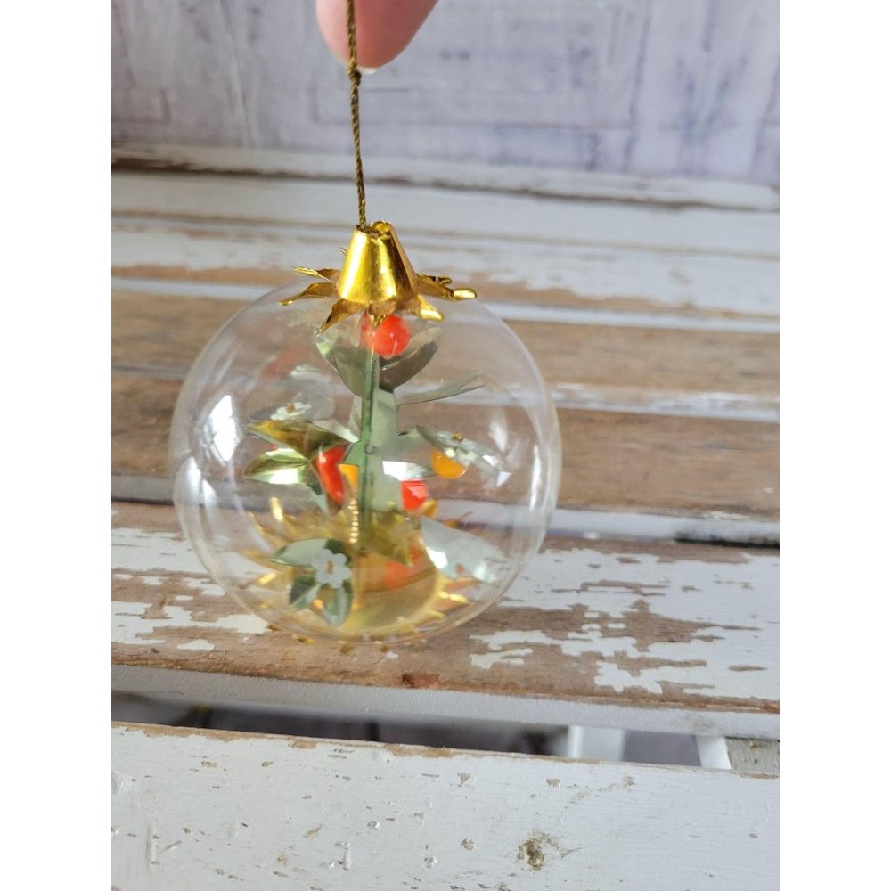 Vintage glass tree tin gold ornament ball